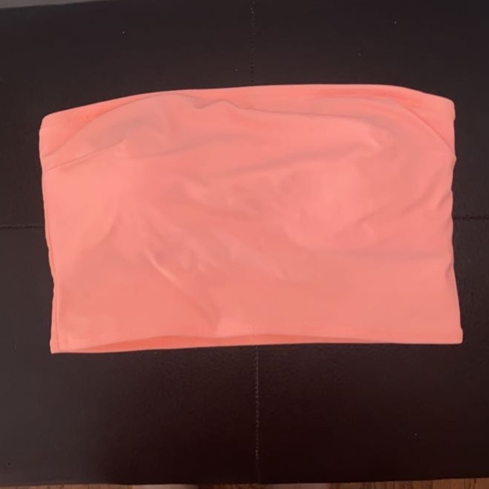 Coral bandeau swimsuit top